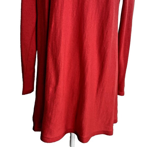 J.Jill Womens Silk Blend Tunic Top Size Medium Red Boat Neck - Picture 4 of 9